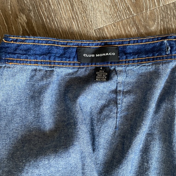 Club Monaco Denim Wrap Skirt with Pockets Size 4 - Picture 6 of 7